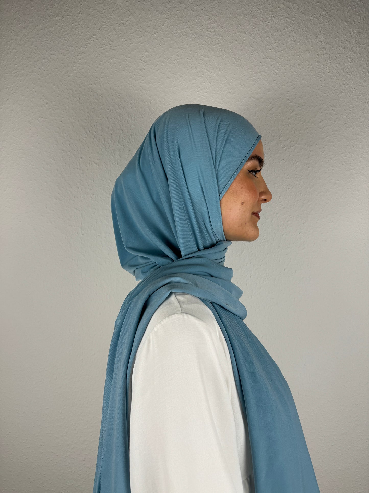 Premium Jersey Hijab, Farbe Hellblau, rechte Seite